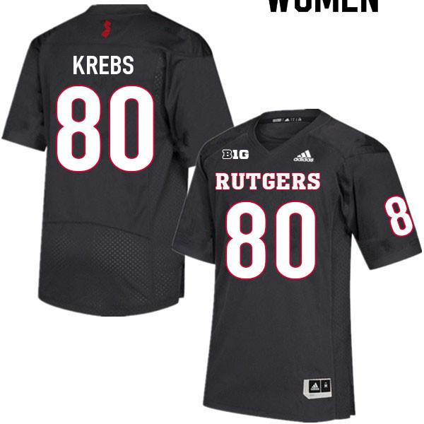 Women #80 Frederik Krebs Rutgers Scarlet Knights College Football Jerseys Sale-Black - Click Image to Close